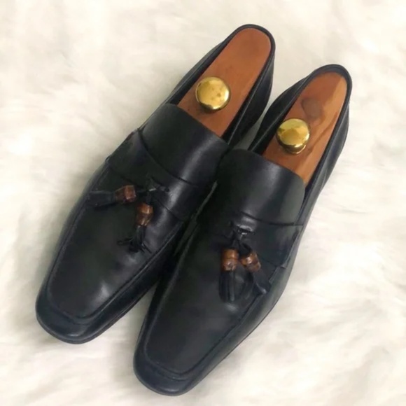 Gucci Men's Black Leather Loafers Size 12 - Picture 2 of 10